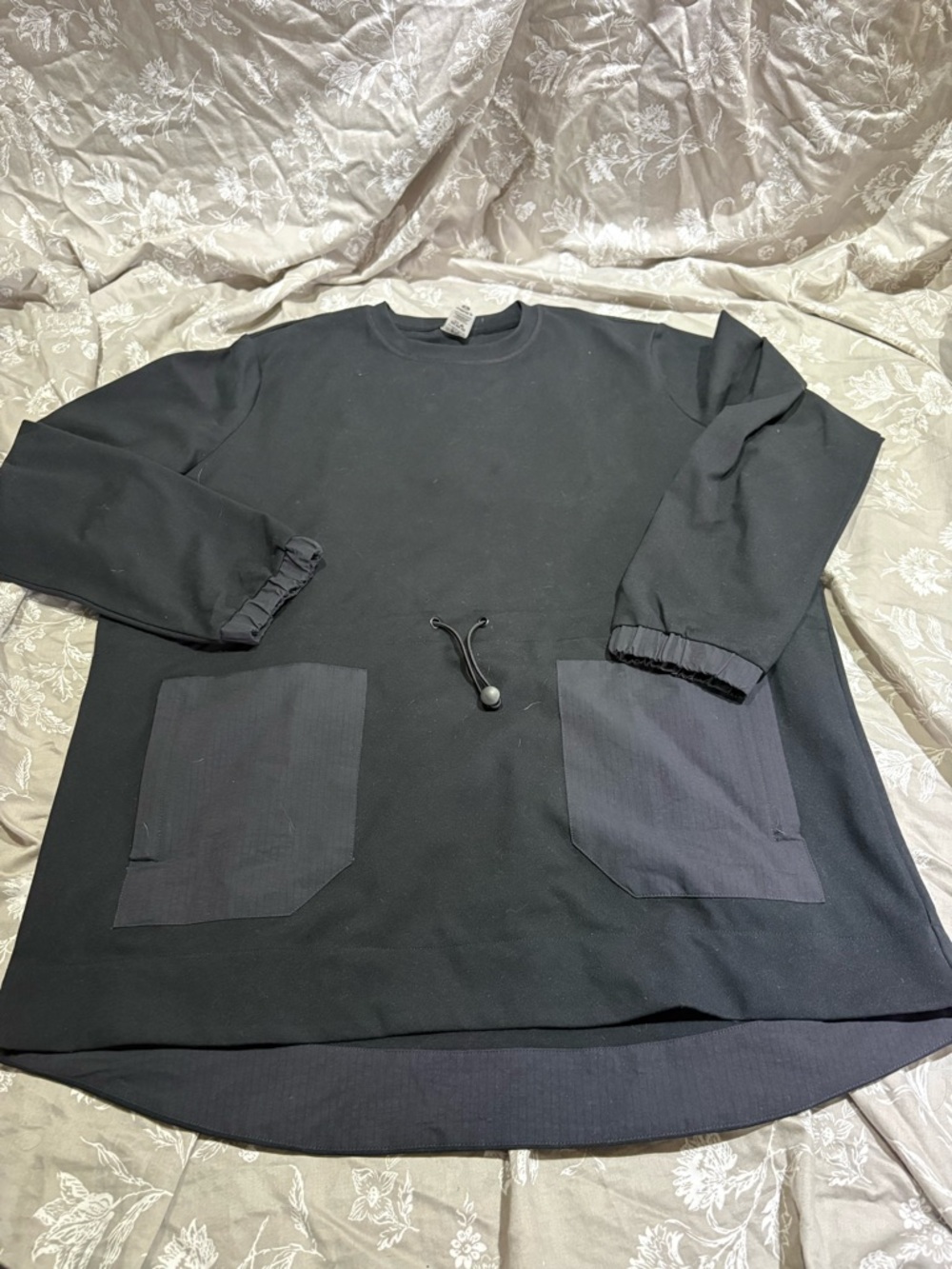 Mono B black mixed fabric tunic style pullover large